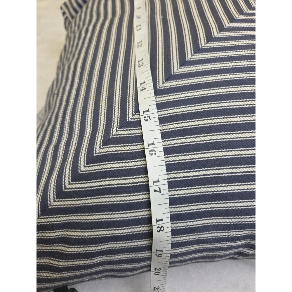Ralph Lauren LRL Ticking Stripe‎ Blue Throw Pillow Nautical Coastal Down 20x20
